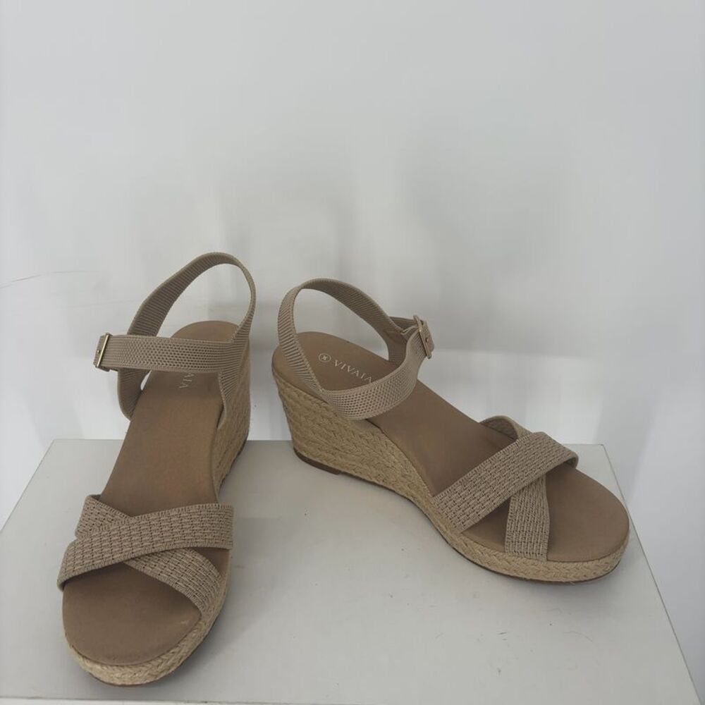 Vivaia Neutral Beige Woven Sandals